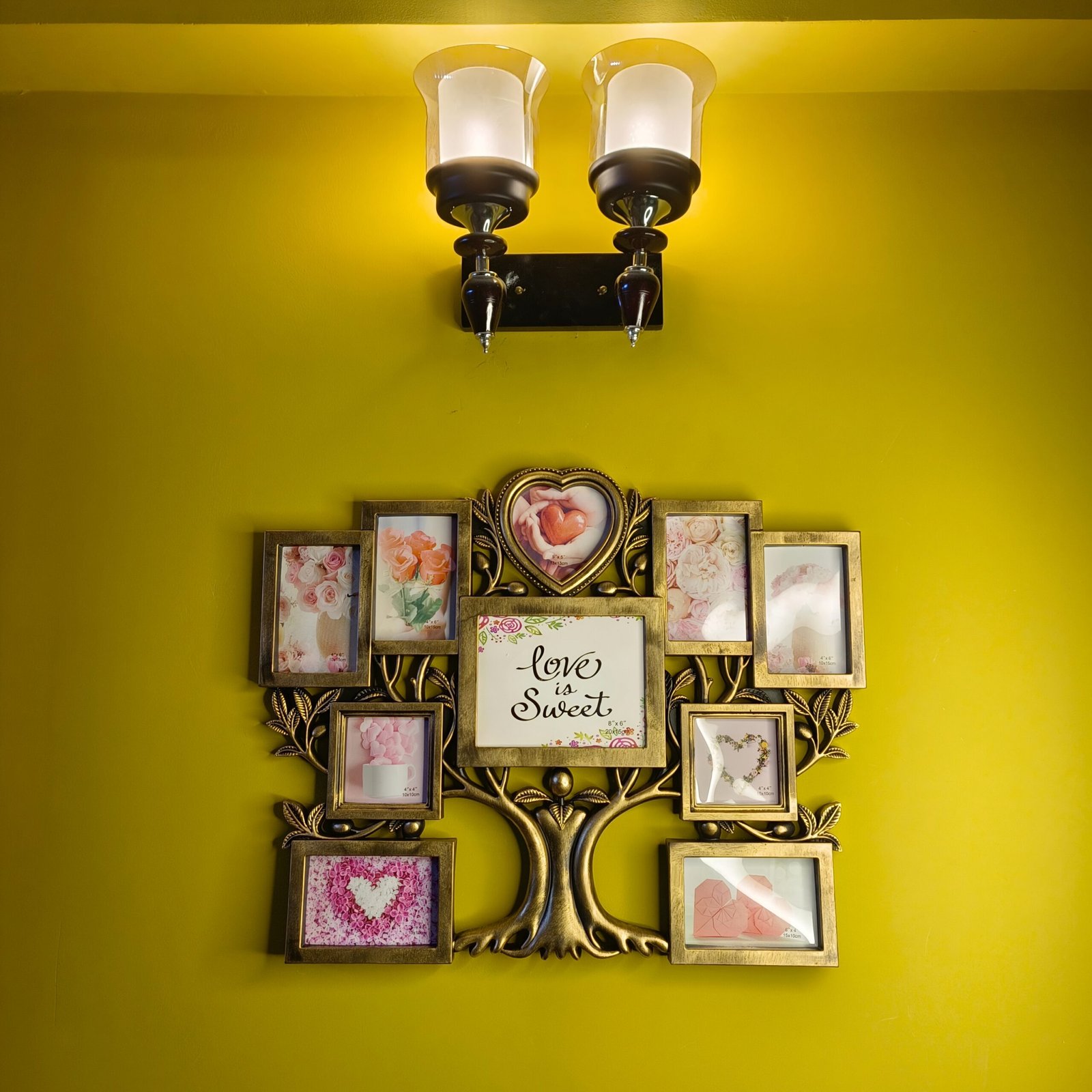 2 Premium Family Tree Photo Frame | Multi Picture Wall Hanging Frame | Modern Home Decor -Golden/Black - Image 1