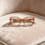 Women's Premium Square Acetate Eyeglass Frame – Lightweight Transparent Blush Pink Optical Glass