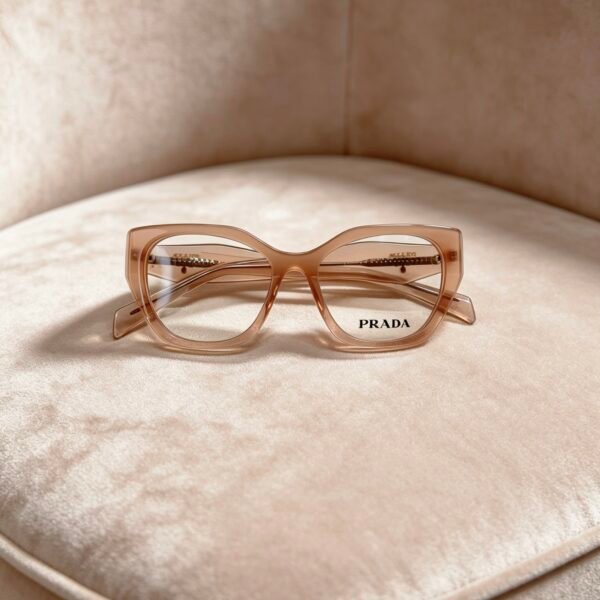 Women's Premium Square Acetate Eyeglass Frame – Lightweight Transparent Blush Pink Optical Glass