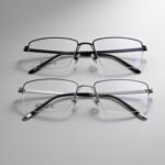 Premium metal half-rim rectangular eyewear for unisex! - Image 2