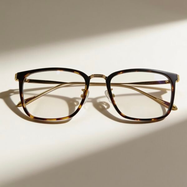 Premium classic square shape eye wear Unisex-Tortoise Brown & Gold