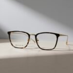 Premium classic square shape eye wear Unisex-Tortoise Brown & Gold - Image 3