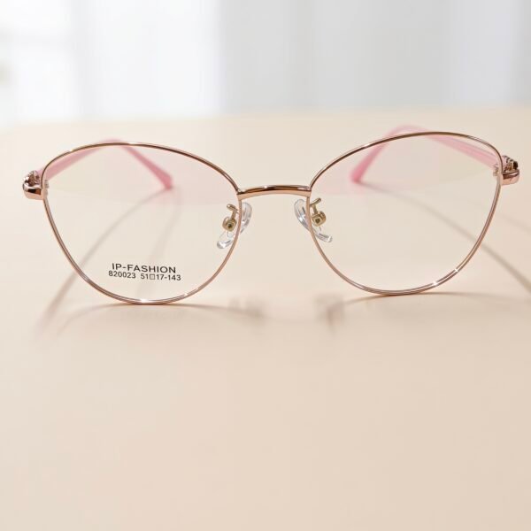 Women’s Premium Round Metal Frame| Gold & Pink Fashion Eyewear