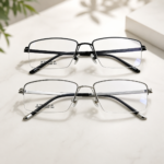 Premium metal half-rim rectangular eyewear for unisex!