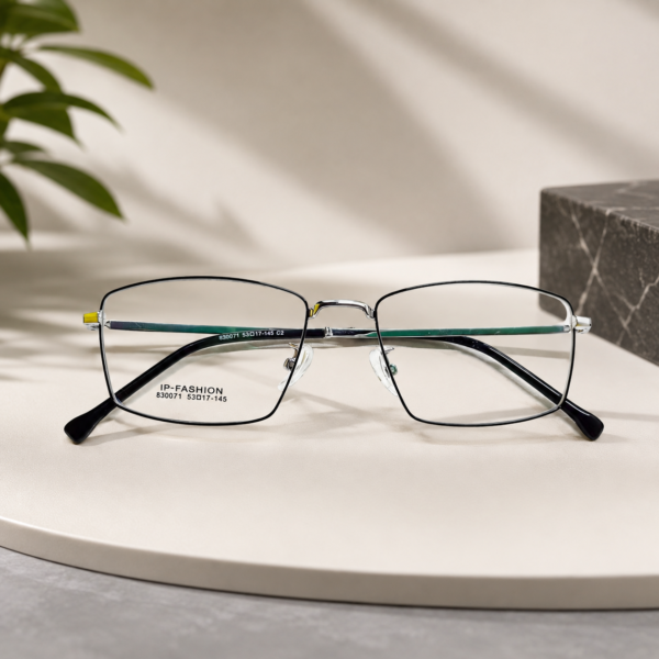 Men’s Premium Full-Rim Rectangular Metal Eyeglasses