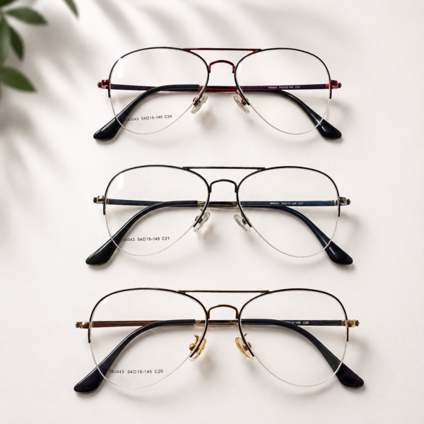 Premium Pilot Shape Half-rim alloy eyewear for men