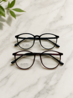 Women's lightweight, flexible and stylish full-rim frame| Black | Deep Burgundy